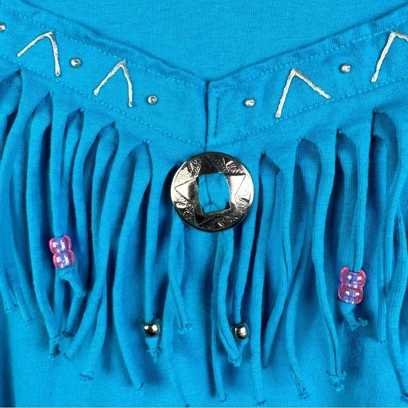 Vintage 80s Sunbelt Sportswear Fringe Southwest T-Shirt Dress Western Bedazzled - Picture 6 of 8